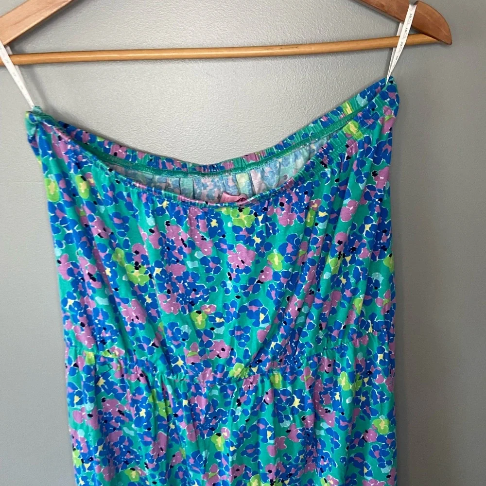 Lilly Pulitzer Strapless Floral Dress in Blue, Green, Pink - Picture 3 of 10
